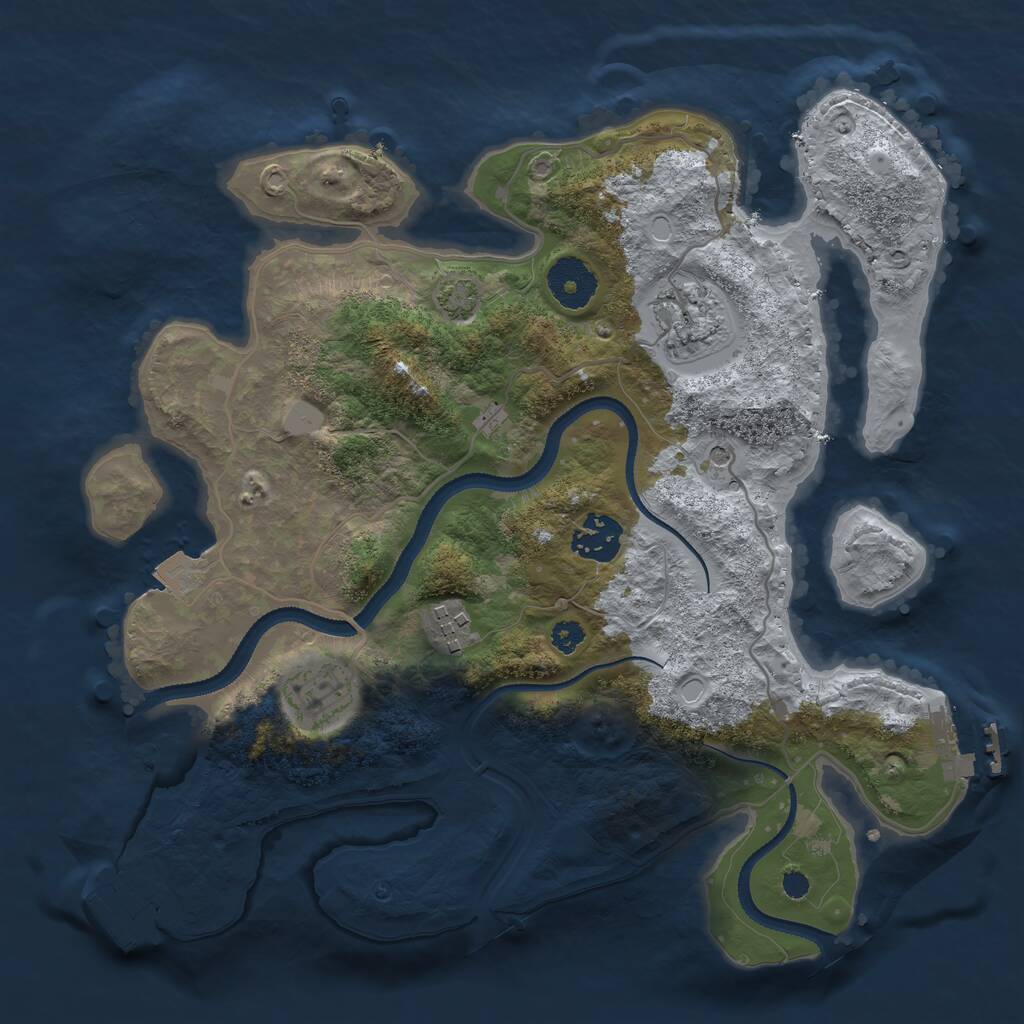 Rust Map: Procedural Map, Size: 3150, Seed: 287825136, 9 Monuments