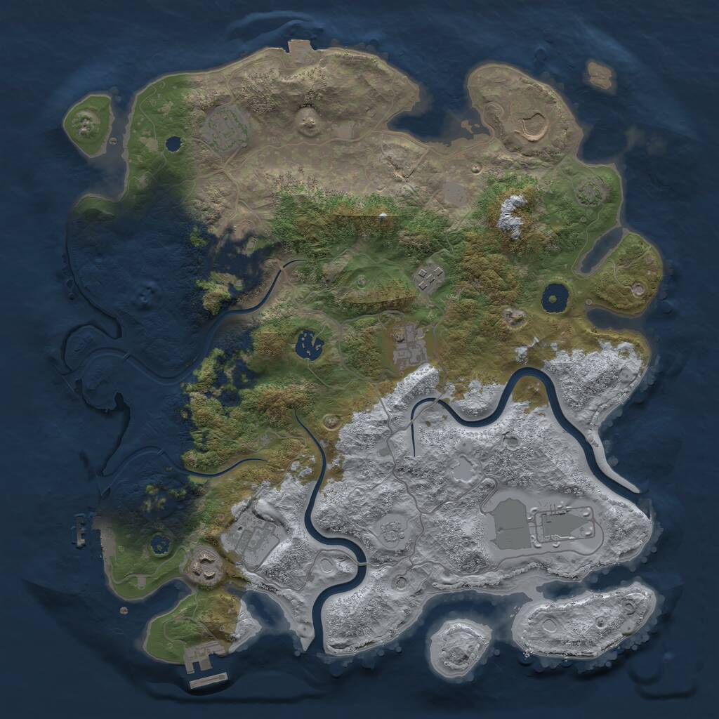Rust Map: Procedural Map, Size: 3800, Seed: 1906669673, 15 Monuments