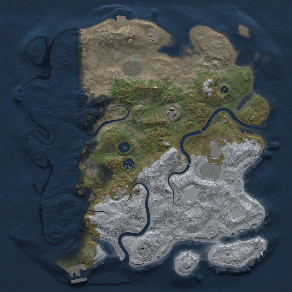 Rust Map: Procedural Map, Size: 3800, Seed: 1906669673, 12 Monuments