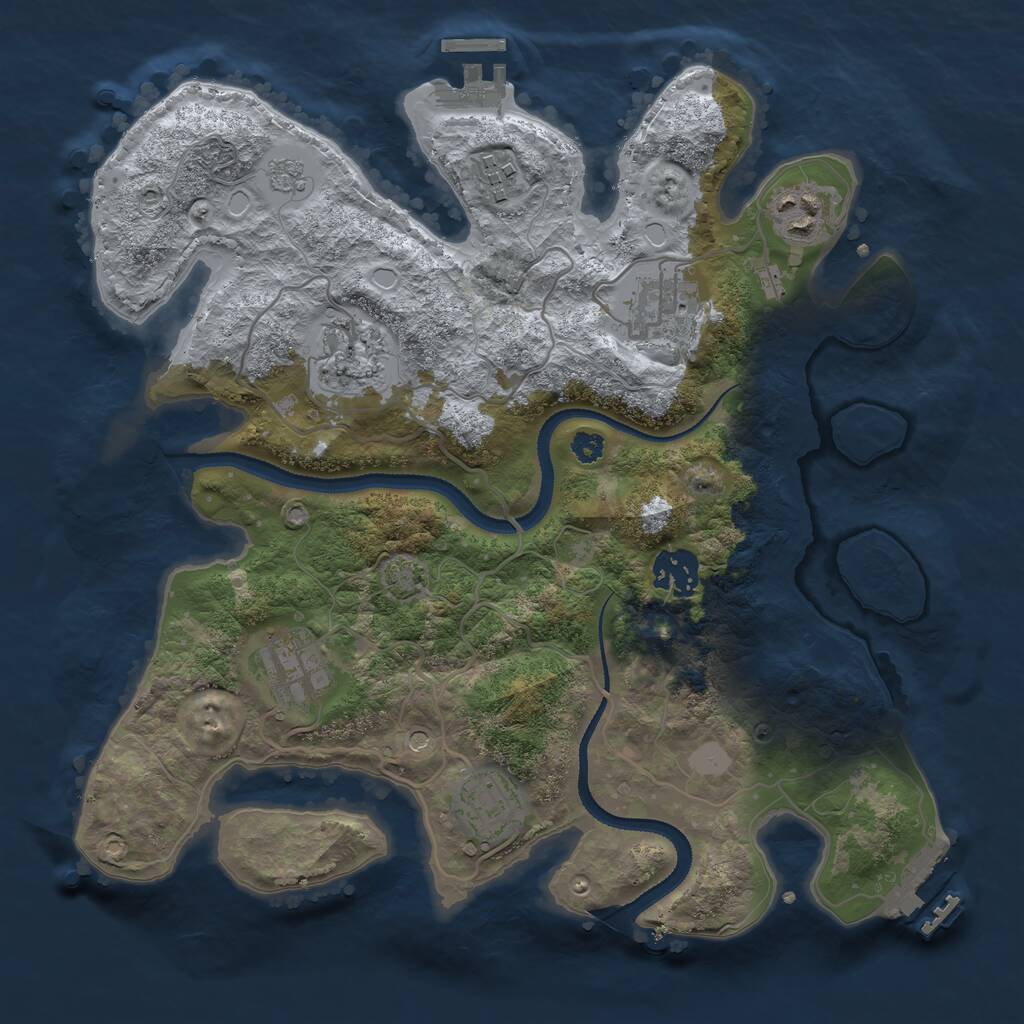 Rust Map: Procedural Map, Size: 3200, Seed: 329059, 13 Monuments