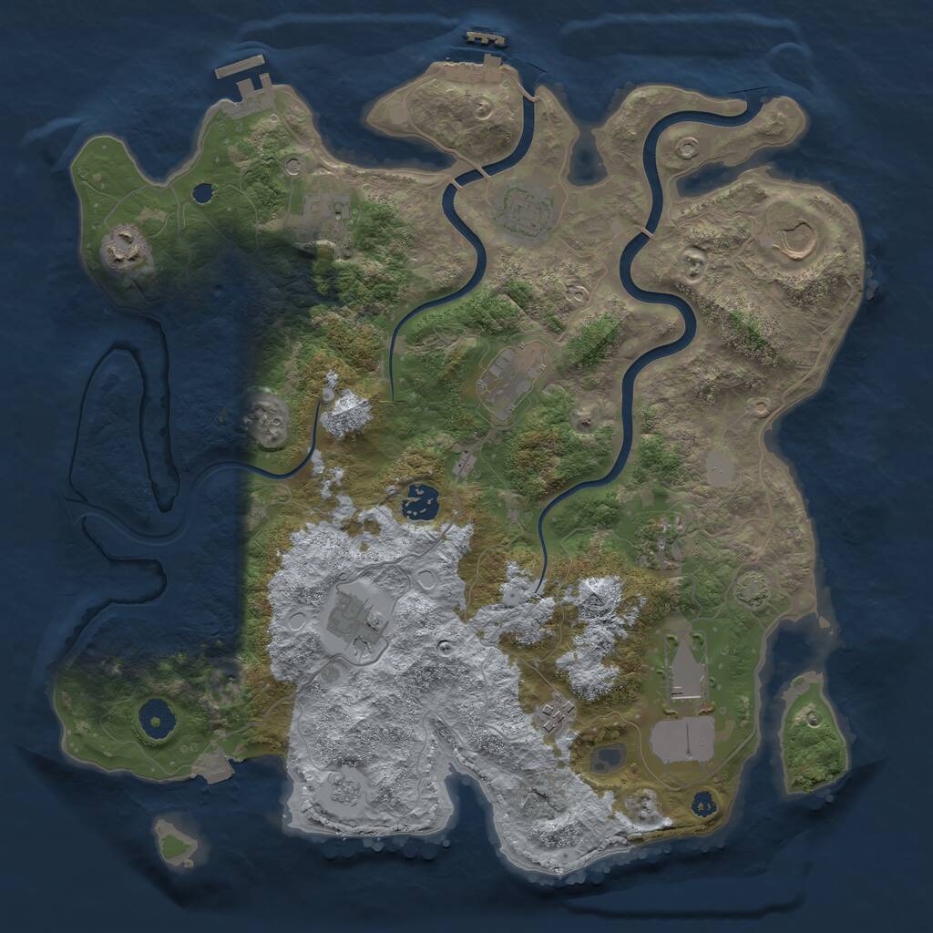 Rust Map: Procedural Map, Size: 3750, Seed: 588070279, 16 Monuments