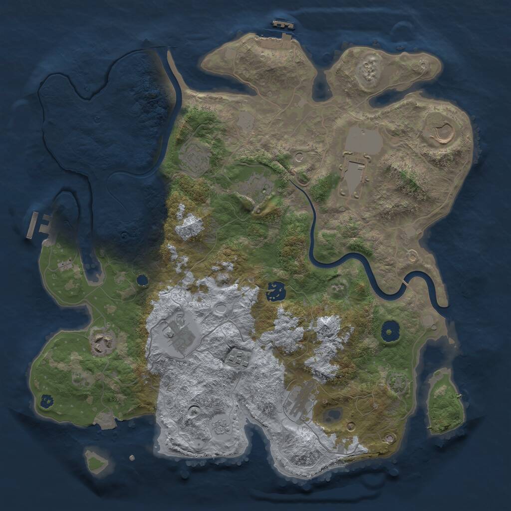 Rust Map: Procedural Map, Size: 3750, Seed: 588070279, 15 Monuments