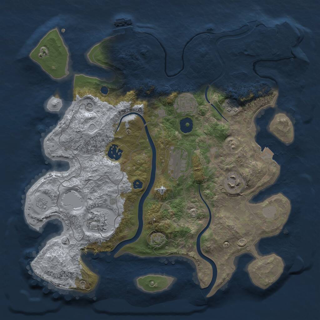 Rust Map: Procedural Map, Size: 3300, Seed: 592381253, 12 Monuments