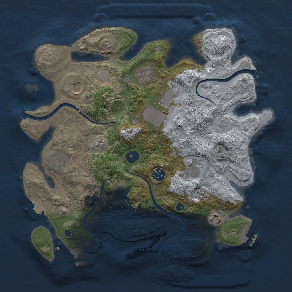 Rust Map: Procedural Map, Size: 3500, Seed: 1141305720, 14 Monuments