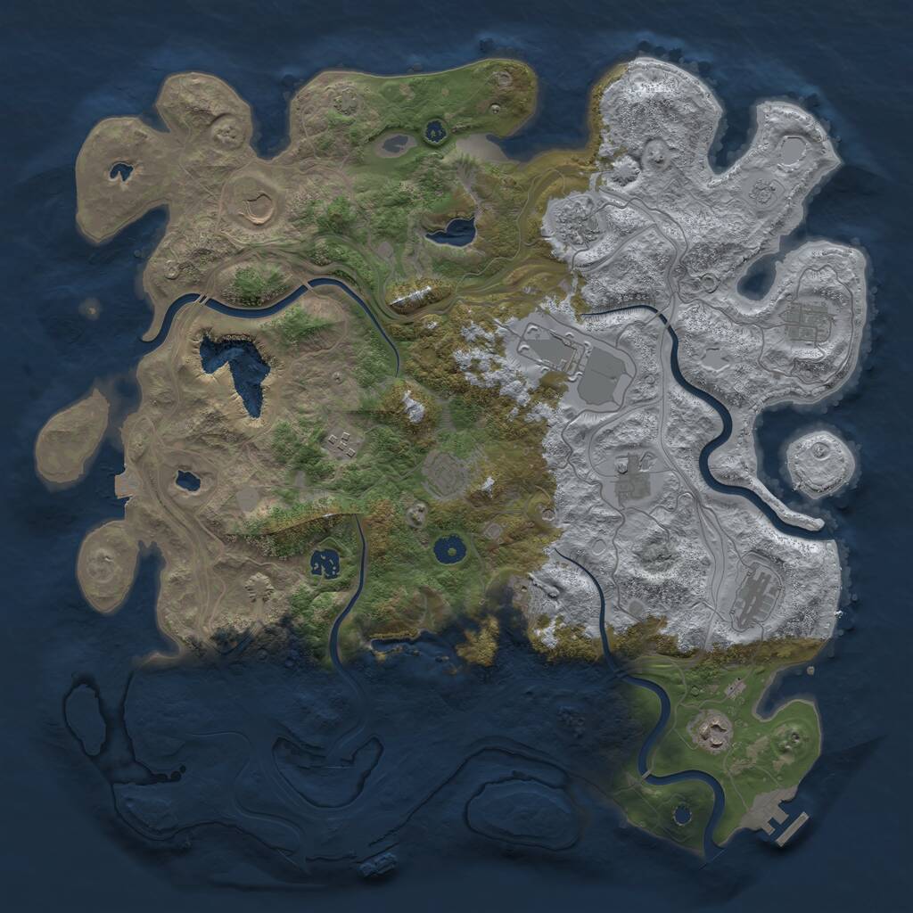 Rust Map: Procedural Map, Size: 4500, Seed: 1510456240, 17 Monuments