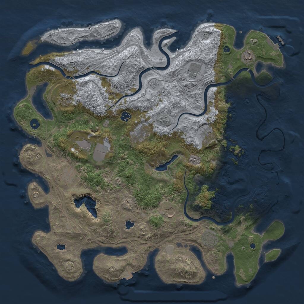 Rust Map: Procedural Map, Size: 4550, Seed: 36118464, 17 Monuments