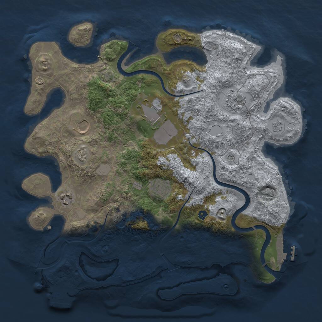 Rust Map: Procedural Map, Size: 3500, Seed: 1642573778, 12 Monuments