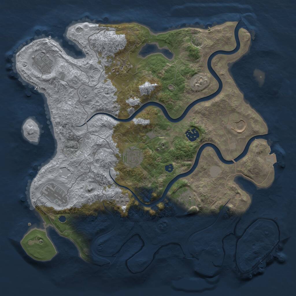 Rust Map: Procedural Map, Size: 3500, Seed: 2028790713, 12 Monuments