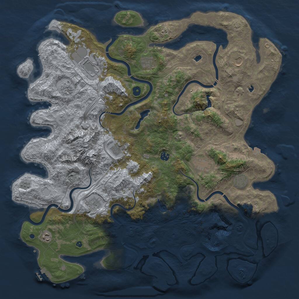 Rust Map: Procedural Map, Size: 5000, Seed: 215883580, 17 Monuments