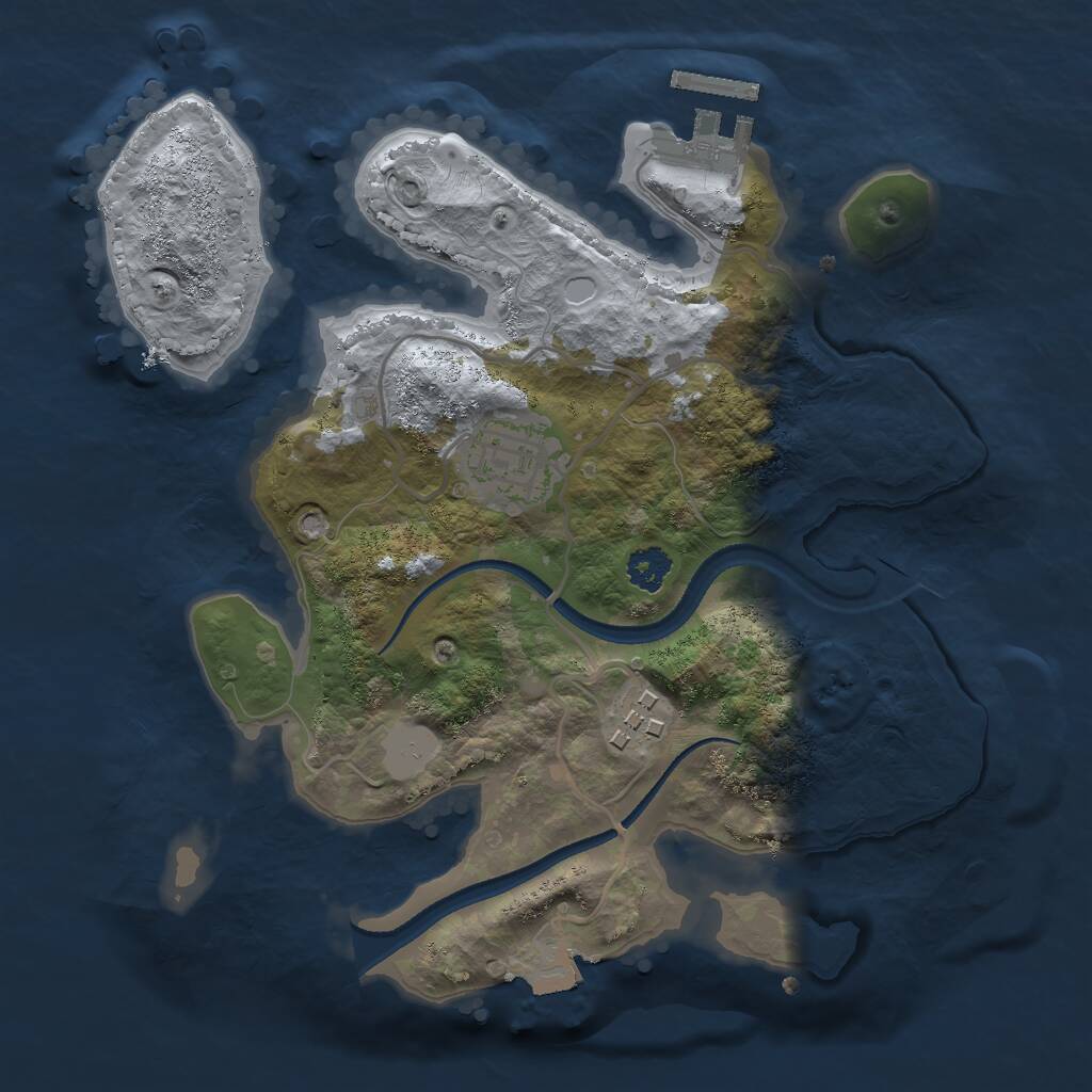 Rust Map: Procedural Map, Size: 2500, Seed: 791430571, 4 Monuments