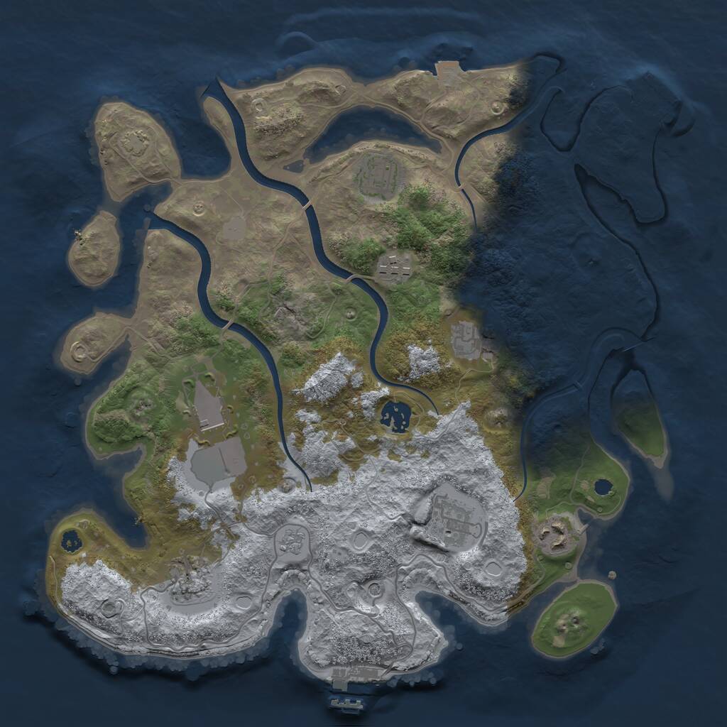 Rust Map: Procedural Map, Size: 3500, Seed: 1527203281, 14 Monuments