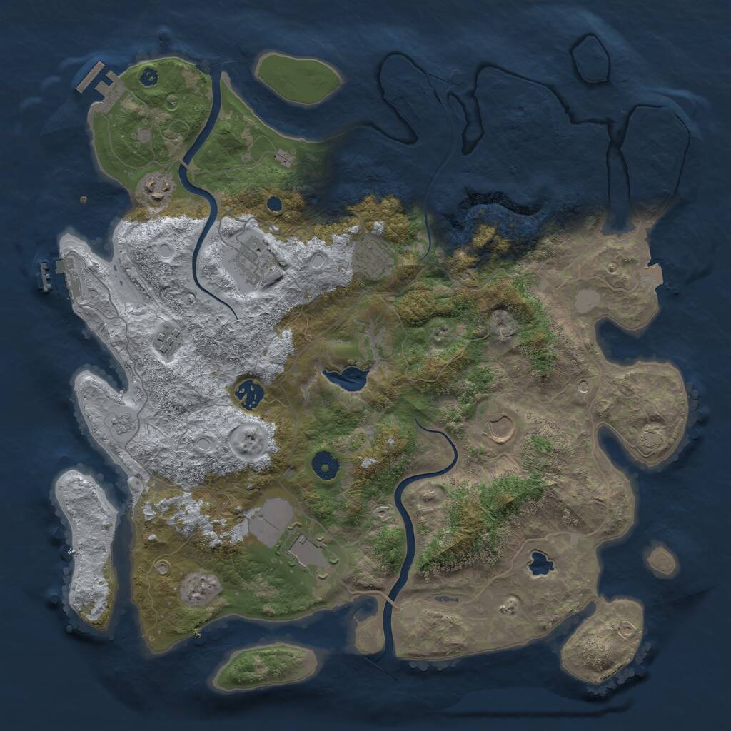 Rust Map: Procedural Map, Size: 4000, Seed: 931132474, 13 Monuments