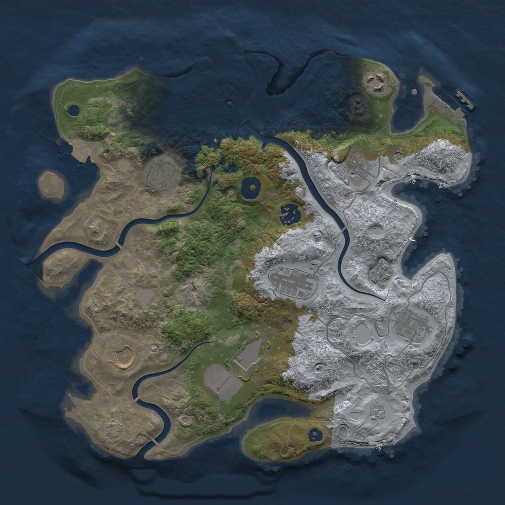 Rust Map: Procedural Map, Size: 3500, Seed: 327164187, 15 Monuments