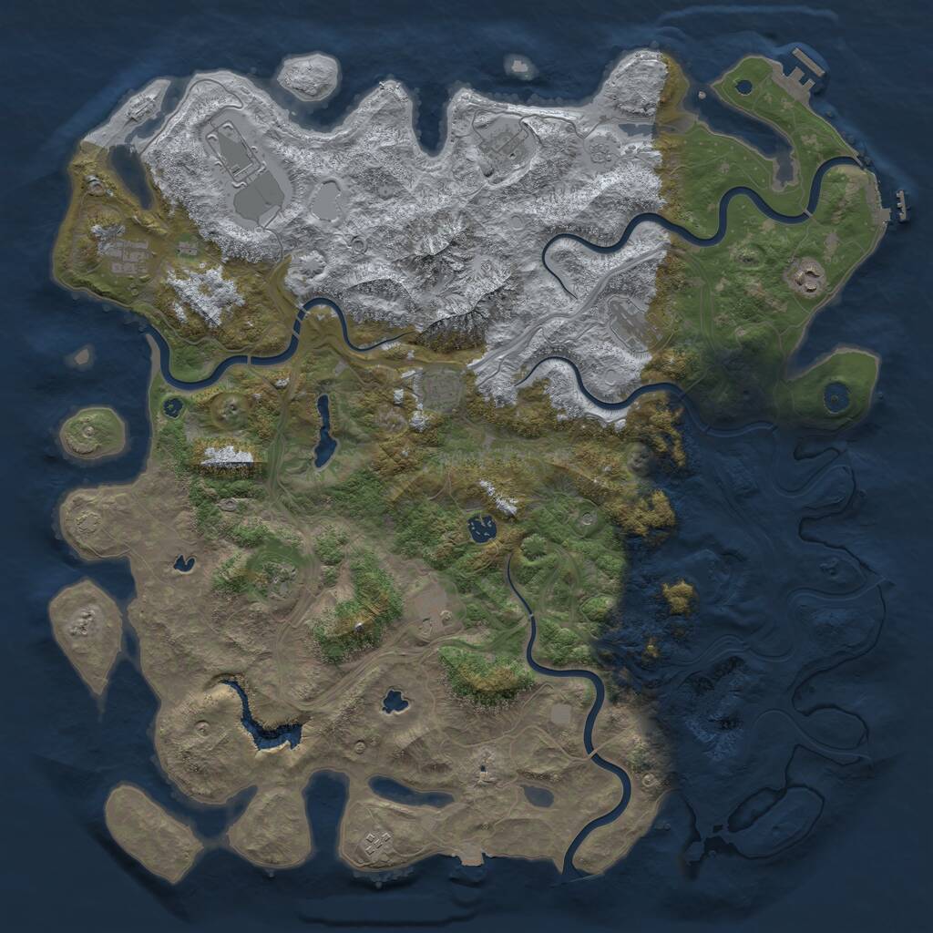 Rust Map: Procedural Map, Size: 5000, Seed: 3407, 16 Monuments
