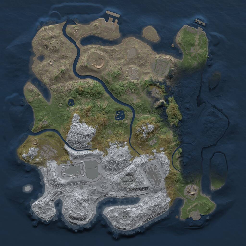 Rust Map: Procedural Map, Size: 3500, Seed: 1414213, 15 Monuments
