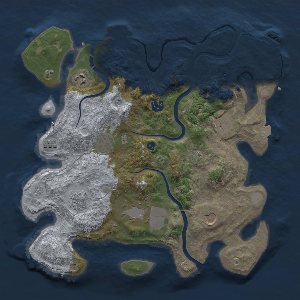 Rust Map: Procedural Map, Size: 3500, Seed: 592381253, 14 Monuments