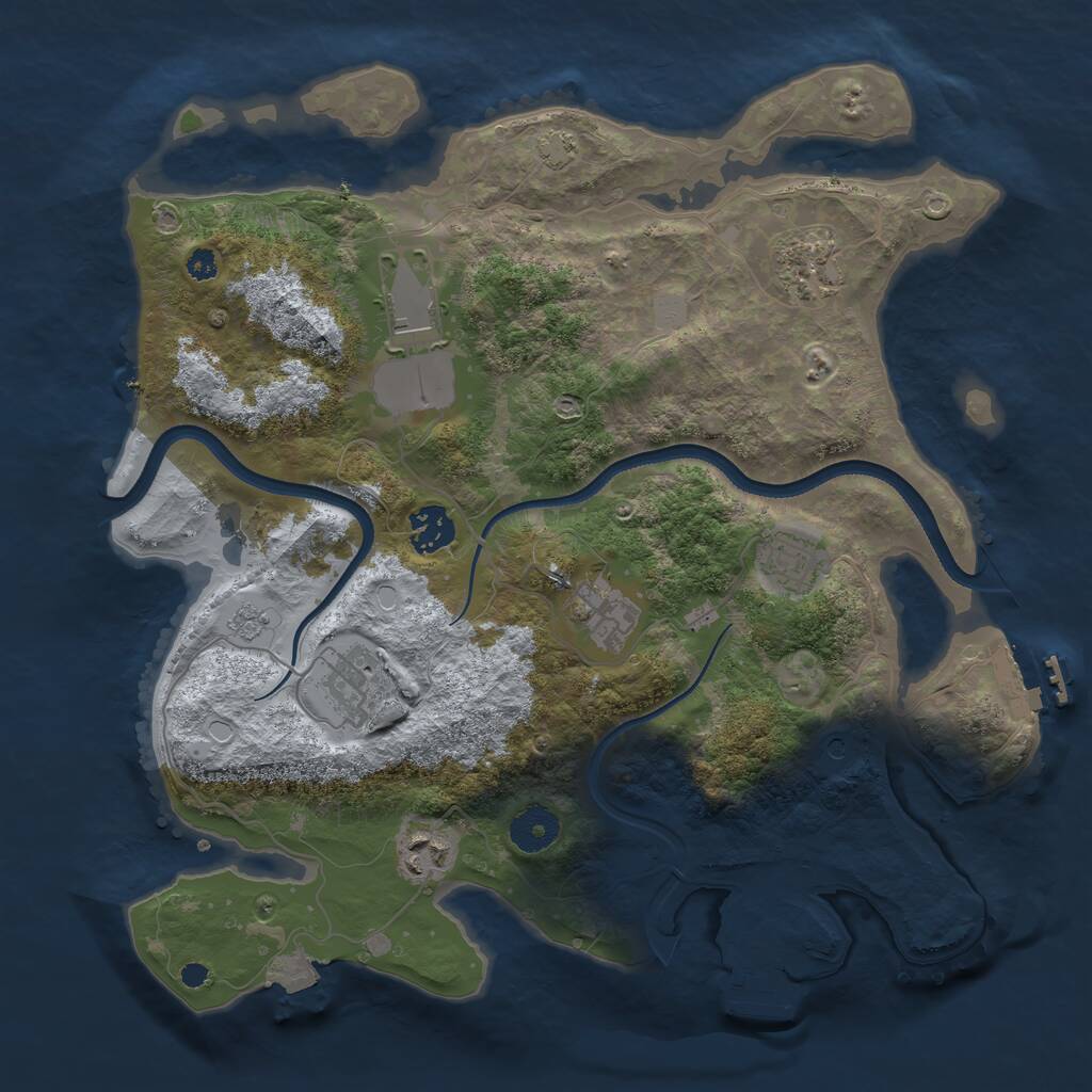 Rust Map: Procedural Map, Size: 3500, Seed: 1494085864, 13 Monuments