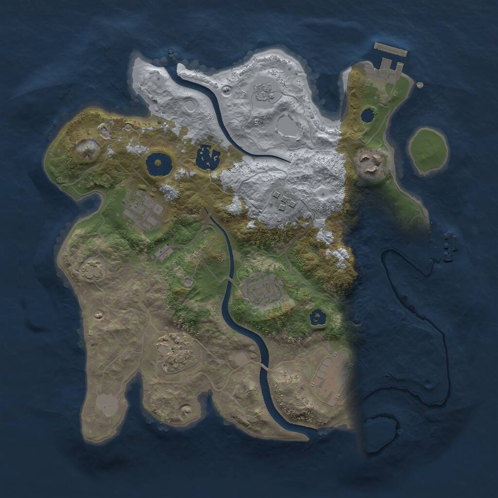 Rust Map: Procedural Map, Size: 3000, Seed: 2076890144, 12 Monuments