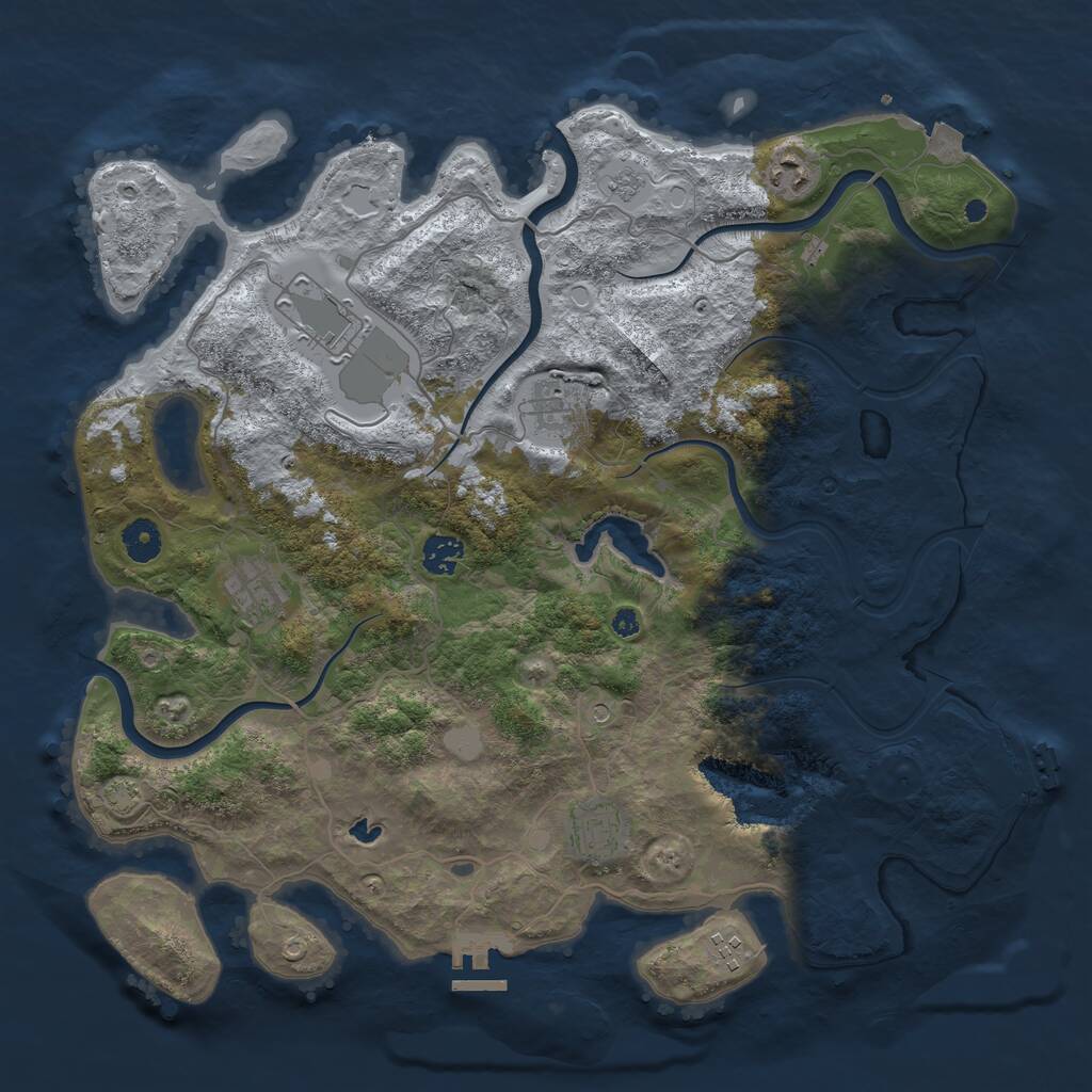 Rust Map: Procedural Map, Size: 4000, Seed: 340643047, 13 Monuments