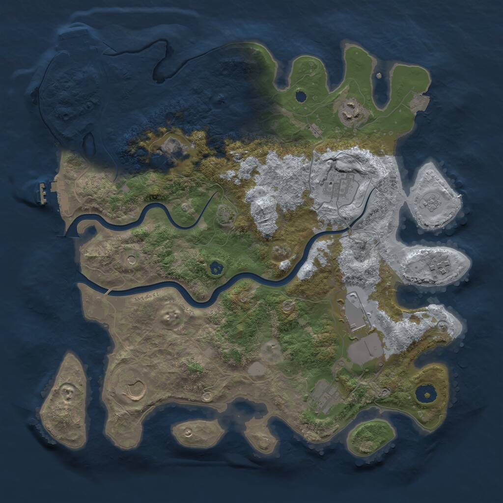 Rust Map: Procedural Map, Size: 3750, Seed: 1357677977, 13 Monuments