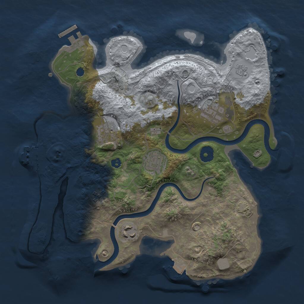 Rust Map: Procedural Map, Size: 3000, Seed: 1853823264, 10 Monuments