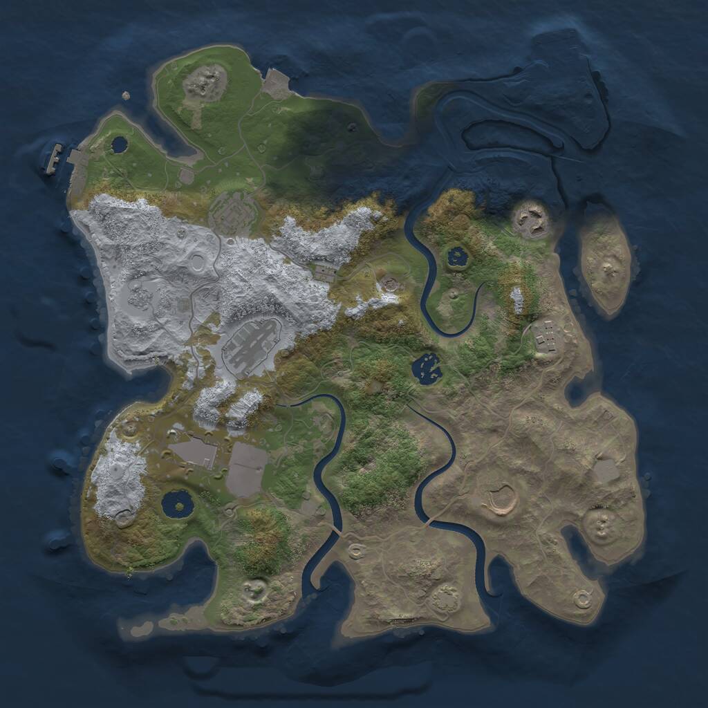 Rust Map: Procedural Map, Size: 3500, Seed: 563402837, 13 Monuments