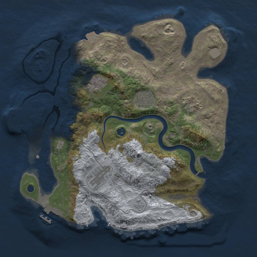 Rust Map: Procedural Map, Size: 3000, Seed: 48303576, 9 Monuments