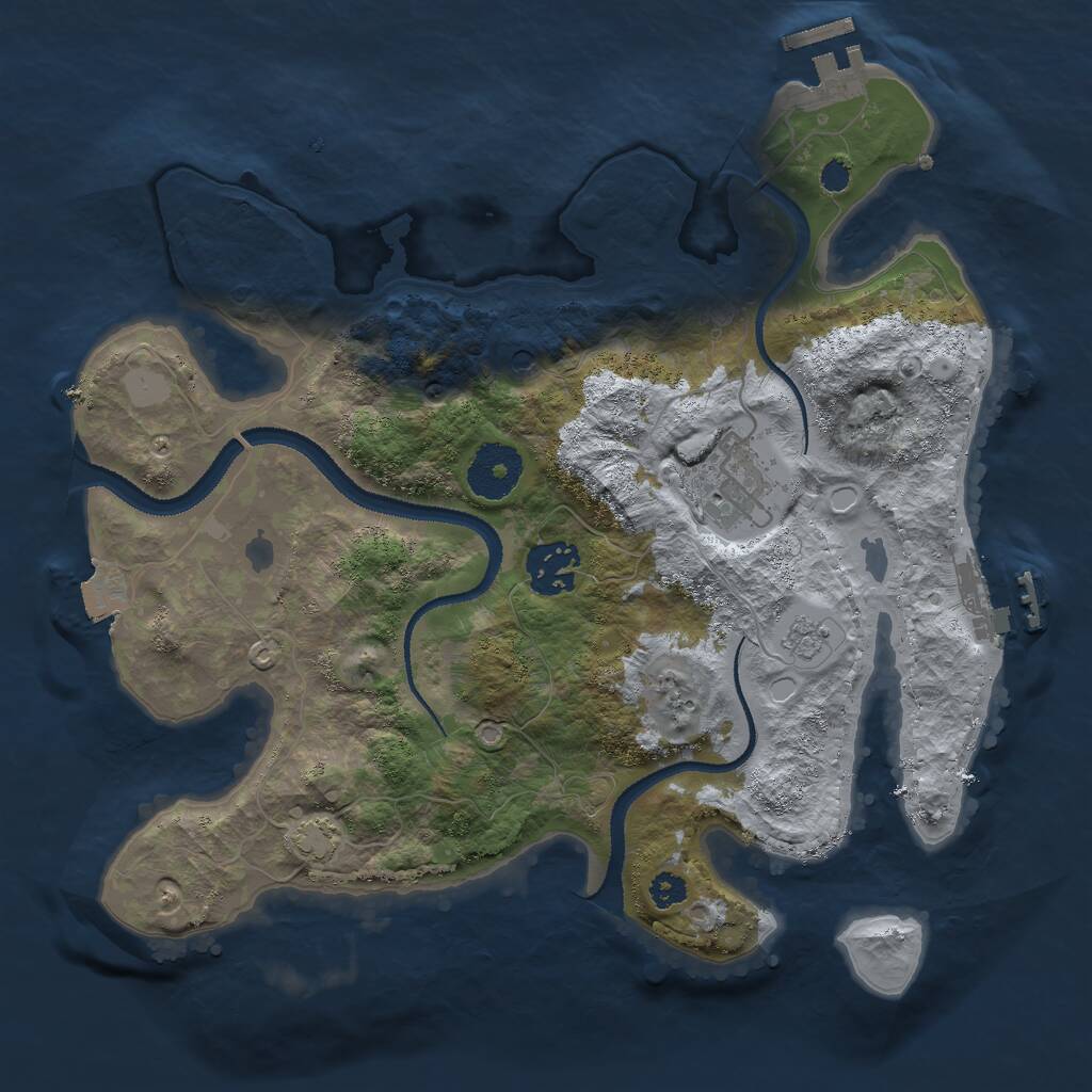 Rust Map: Procedural Map, Size: 3000, Seed: 76593, 8 Monuments