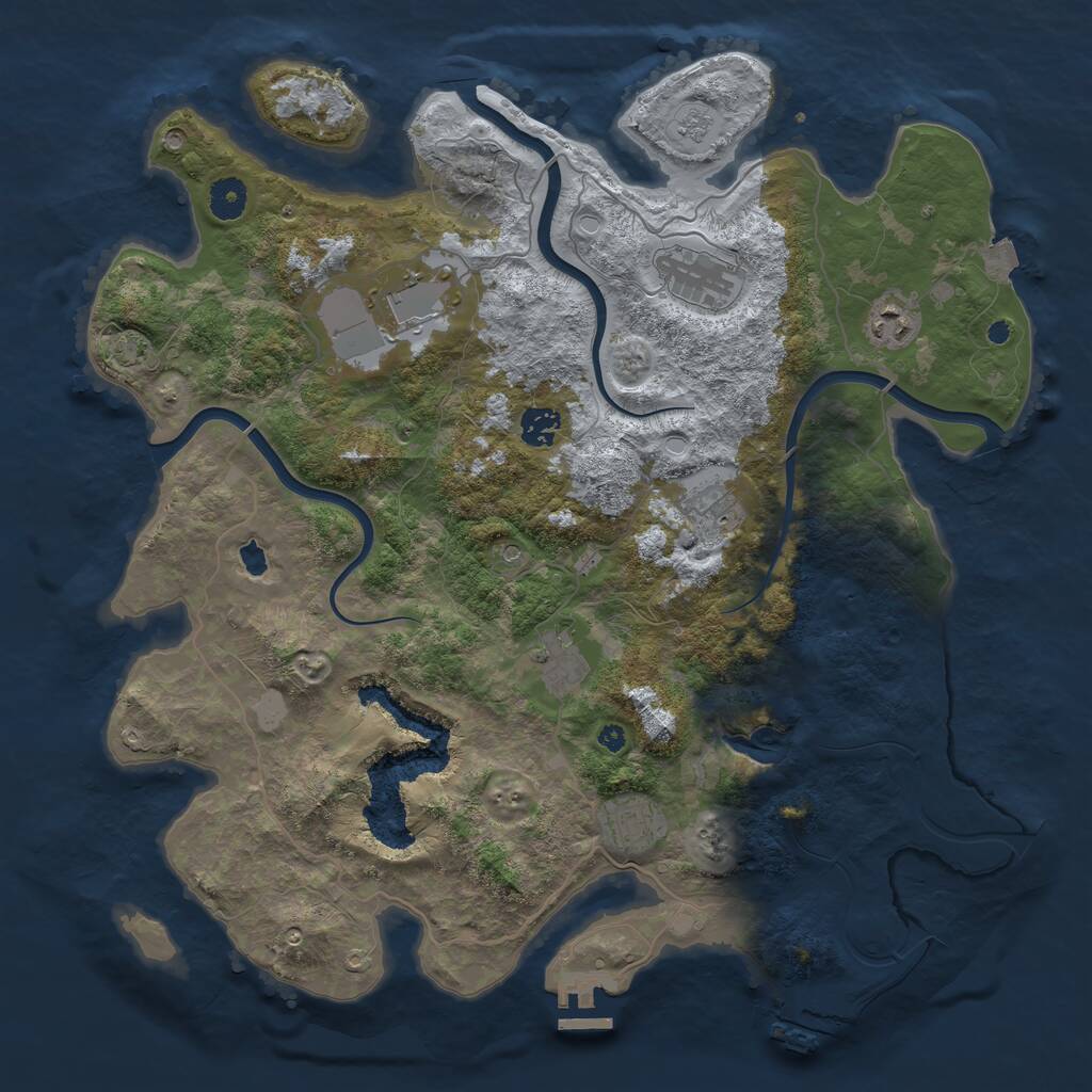Rust Map: Procedural Map, Size: 4050, Seed: 346632135, 13 Monuments