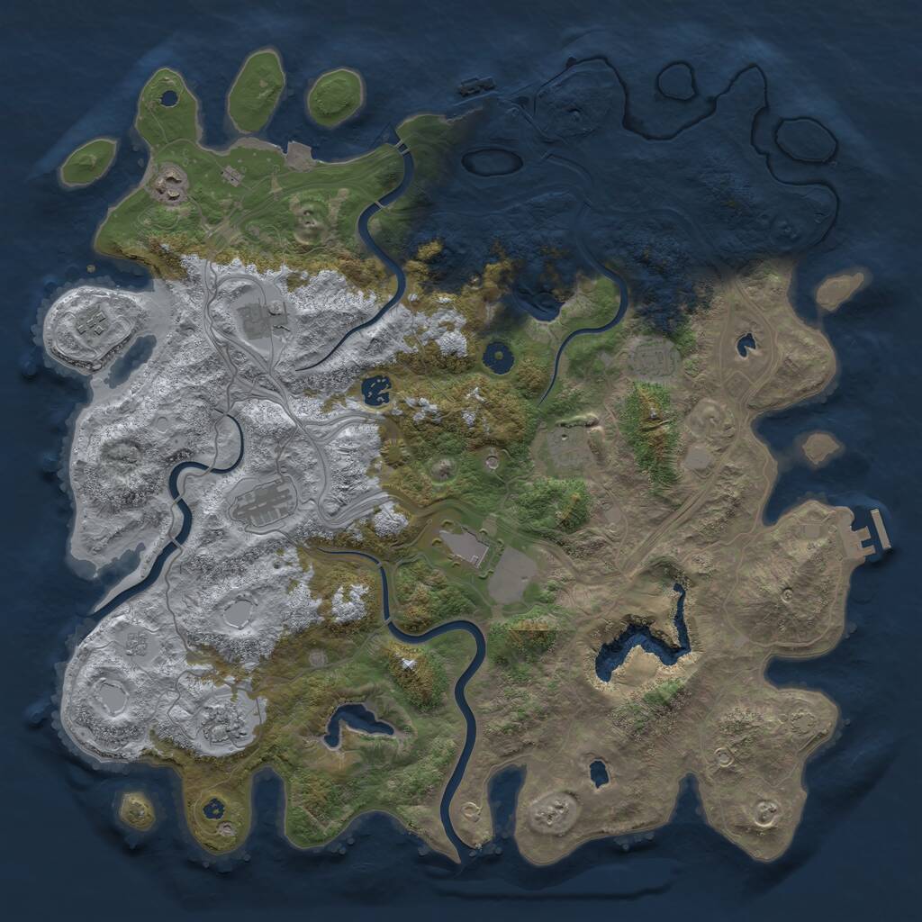 Rust Map: Procedural Map, Size: 4500, Seed: 1708496183, 15 Monuments