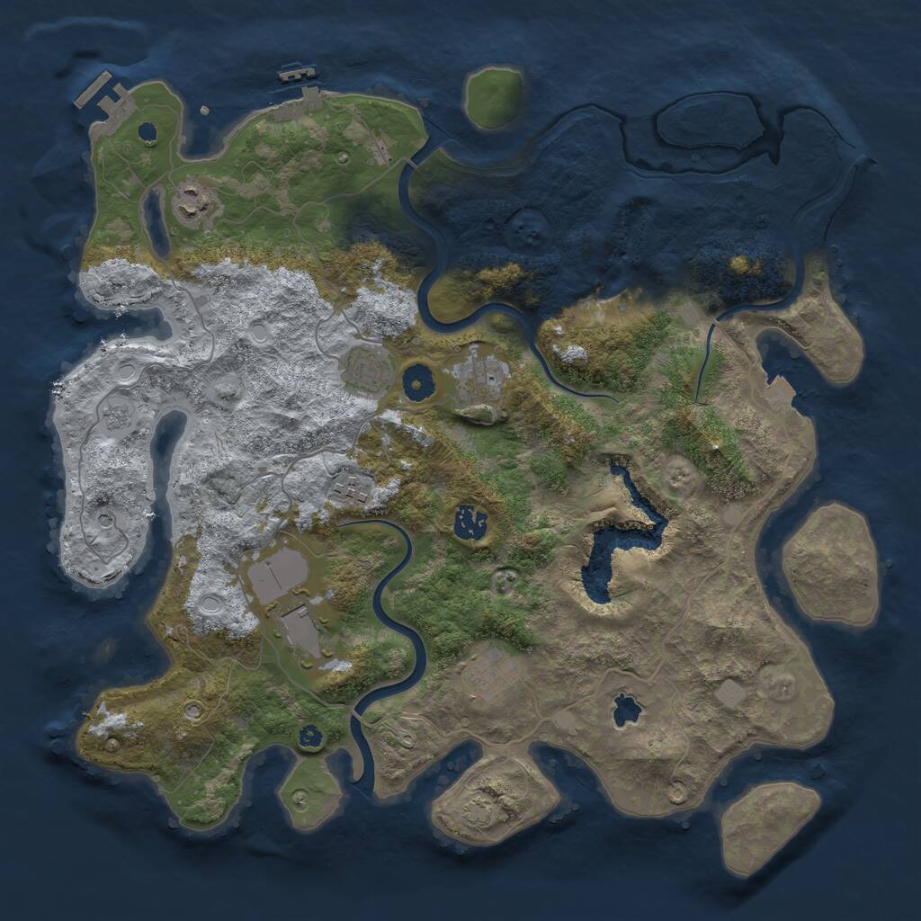 Rust Map: Procedural Map, Size: 4000, Seed: 1592516649, 13 Monuments