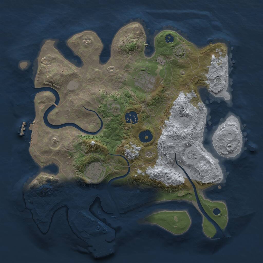 Rust Map: Procedural Map, Size: 3000, Seed: 2104062199, 9 Monuments