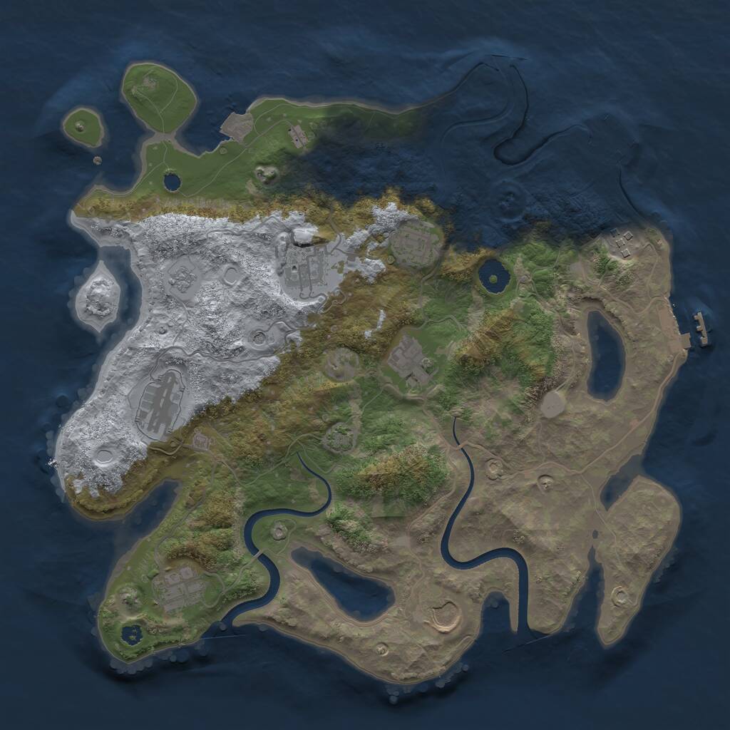 Rust Map: Procedural Map, Size: 3500, Seed: 928583997, 13 Monuments