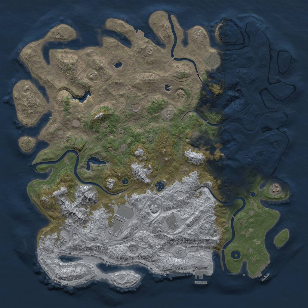 Rust Map: Procedural Map, Size: 5000, Seed: 2041703973, 15 Monuments