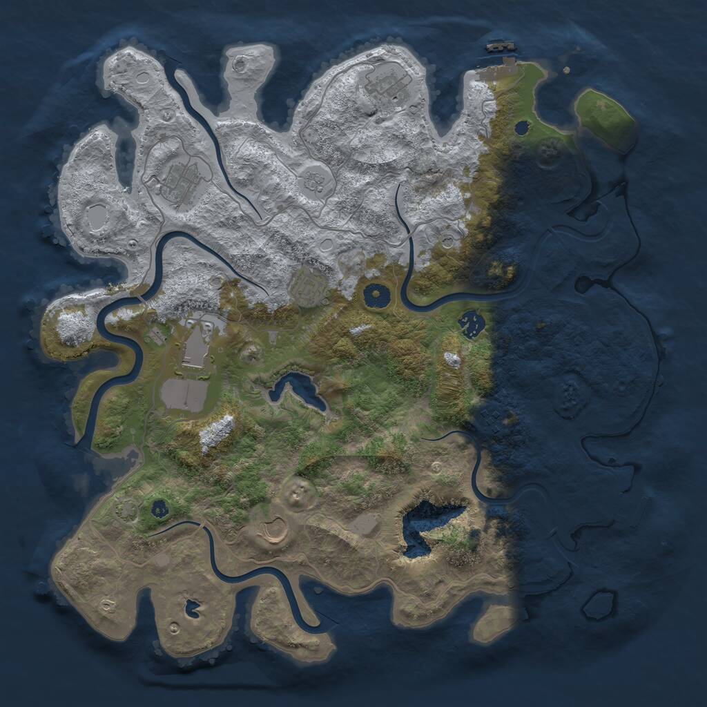Rust Map: Procedural Map, Size: 4050, Seed: 103447391, 13 Monuments