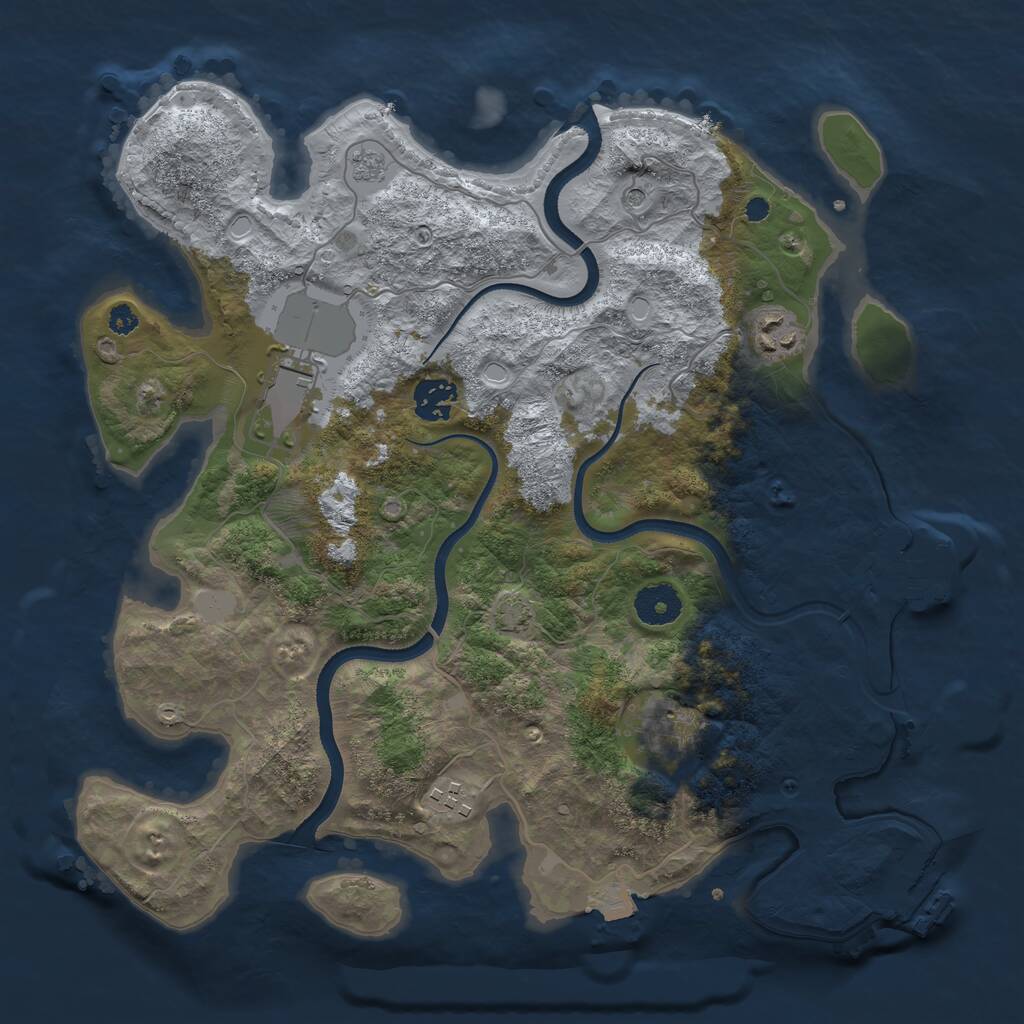 Rust Map: Procedural Map, Size: 3500, Seed: 129310, 11 Monuments