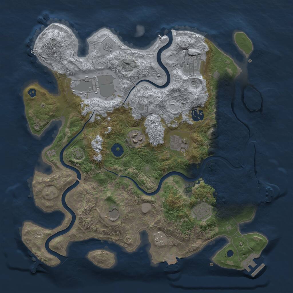Rust Map: Procedural Map, Size: 3500, Seed: 129310, 14 Monuments