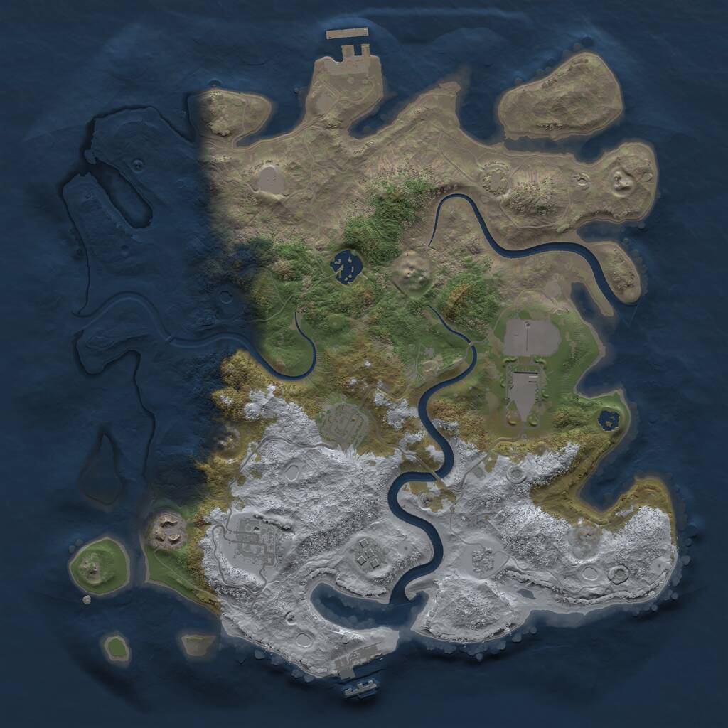 Rust Map: Procedural Map, Size: 3500, Seed: 1967796253, 12 Monuments