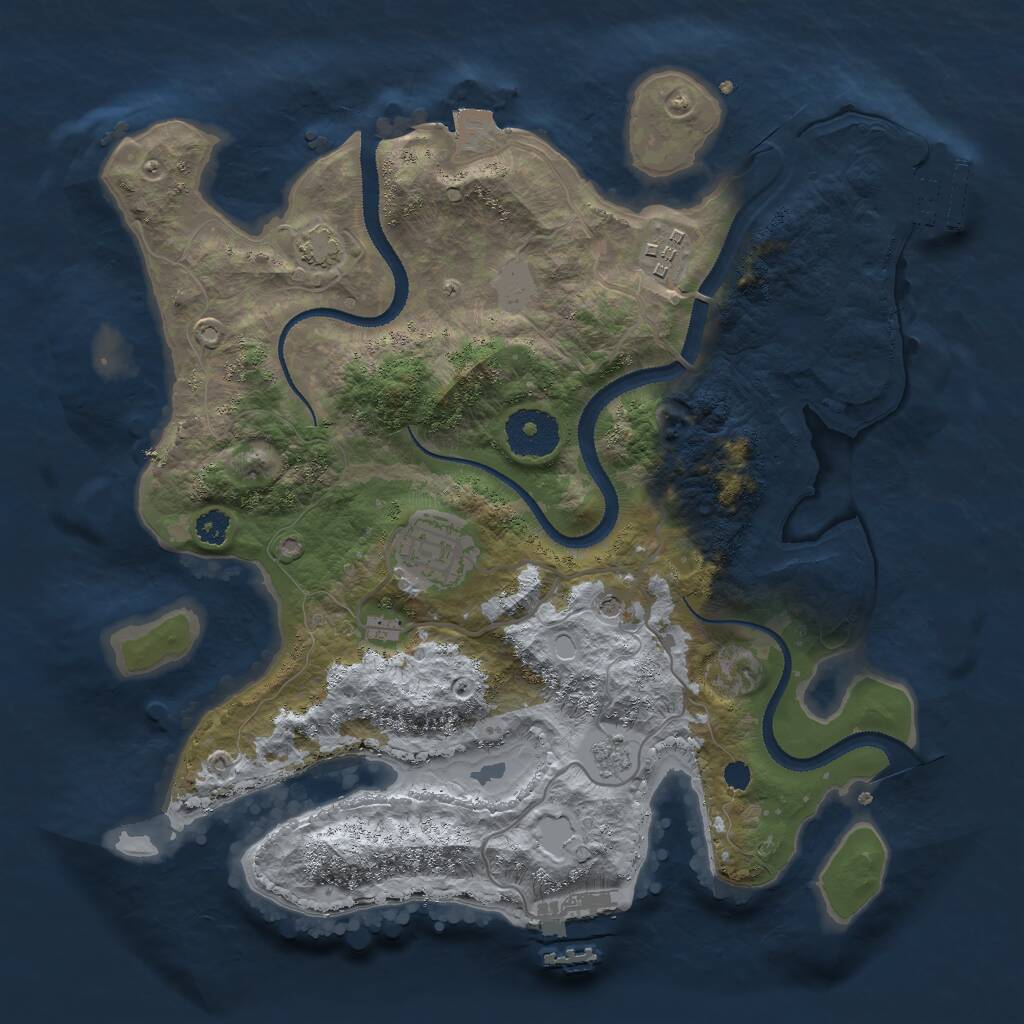 Rust Map: Procedural Map, Size: 3000, Seed: 779, 8 Monuments