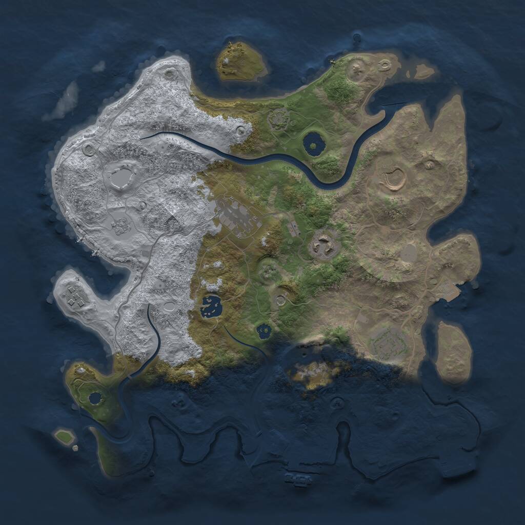 Rust Map: Procedural Map, Size: 3500, Seed: 1843672864, 13 Monuments