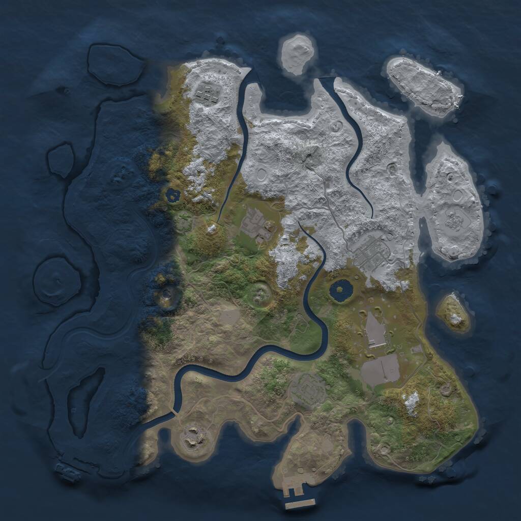 Rust Map: Procedural Map, Size: 3500, Seed: 3431, 12 Monuments
