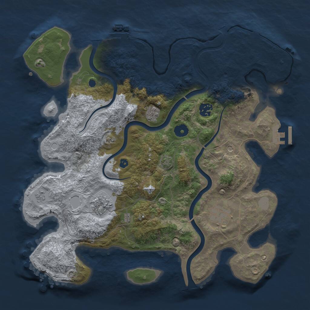 Rust Map: Procedural Map, Size: 3450, Seed: 592381253, 10 Monuments