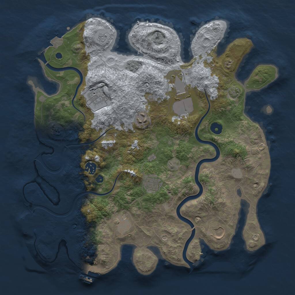 Rust Map: Procedural Map, Size: 3750, Seed: 334787870, 14 Monuments