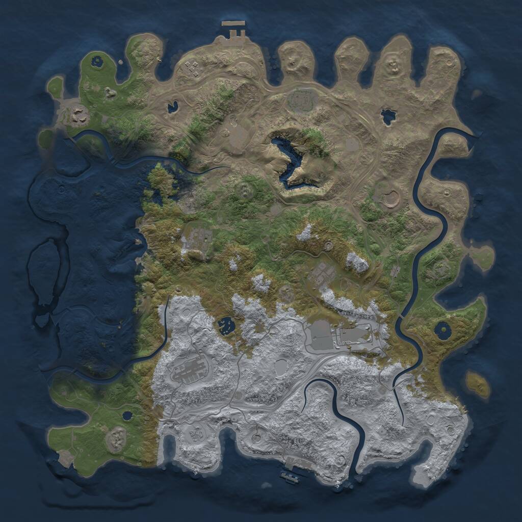 Rust Map: Procedural Map, Size: 4500, Seed: 319622215, 16 Monuments