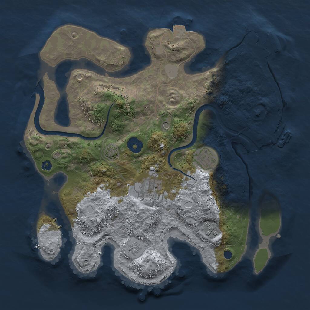 Rust Map: Procedural Map, Size: 3000, Seed: 33596, 9 Monuments