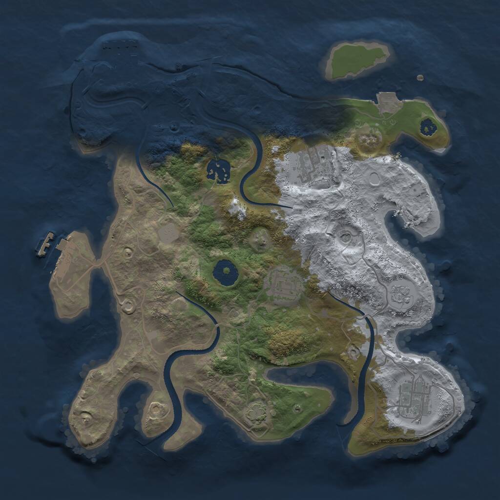Rust Map: Procedural Map, Size: 3000, Seed: 32542457, 10 Monuments