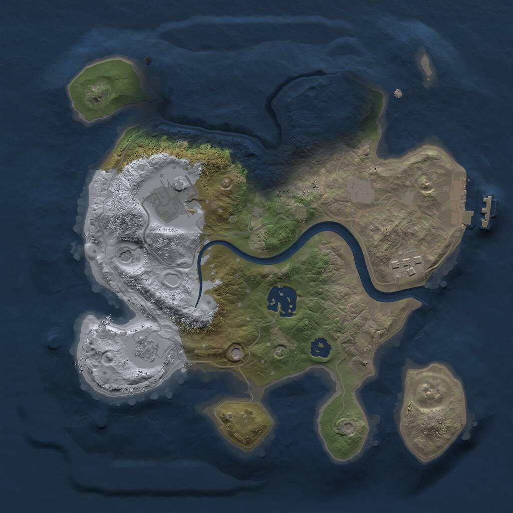 Rust Map: Procedural Map, Size: 2500, Seed: 195300821, 7 Monuments