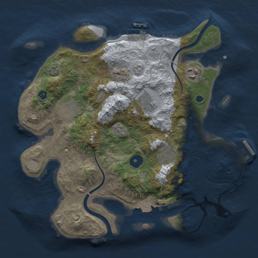 Rust Map: Procedural Map, Size: 3000, Seed: 1242036829, 10 Monuments