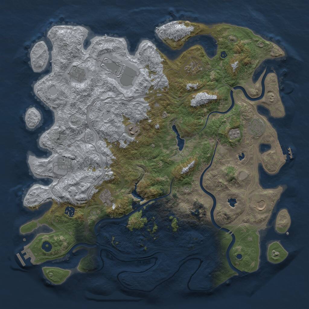 Rust Map: Procedural Map, Size: 4500, Seed: 74335280, 16 Monuments