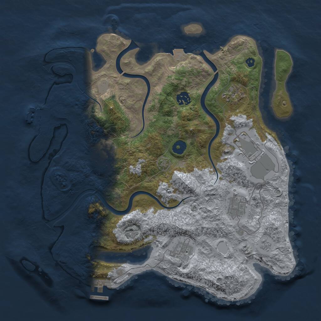 Rust Map: Procedural Map, Size: 3500, Seed: 1378987559, 11 Monuments